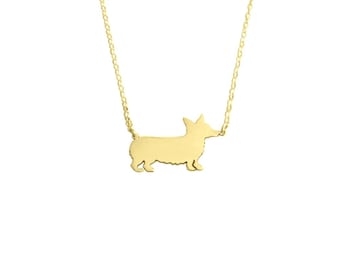 Corgi Necklace - 14K Gold Plated Silver Corgi Pendant, Dog Charm, Dog Jewelry, Corgi Gift for Corgi Lovers |LINE