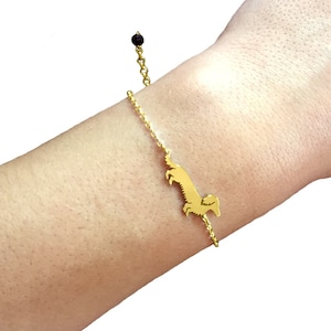 JERWLI Dachshund Bracelet 925 Sterling Silver Heart Dachshund Chain Jewelry For Women