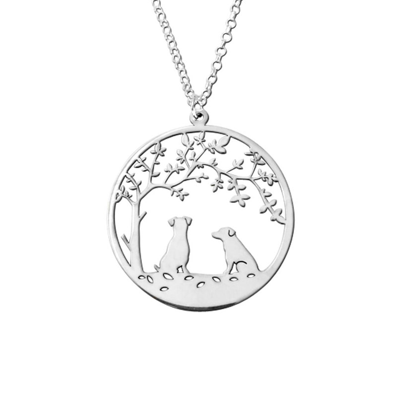 Jack Russell Necklace Silver Tree Of Life Pendant