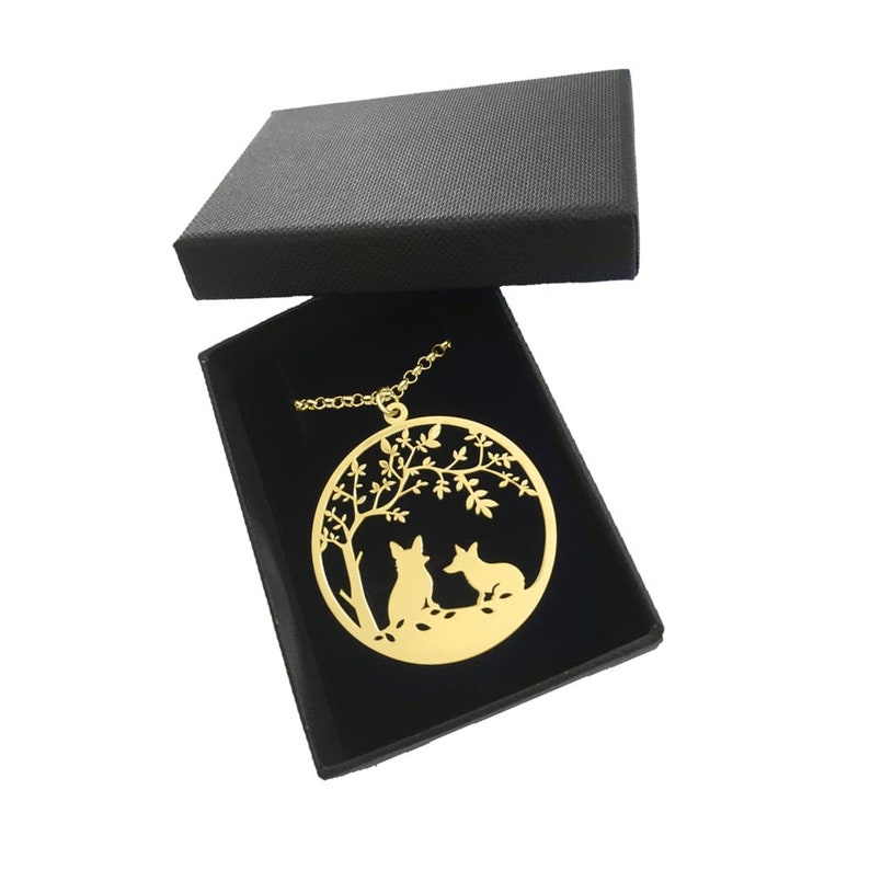 Corgi Necklace Corgi Gift for Corgi Lovers |TREE OF LIFE Silver 14K Gold Plated Corgi Tree of Life Pendant Dog Jewelry Dog Charm