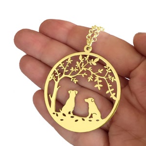 Jack Russell Pendant Necklace 14K Gold Plated Tree Of Life