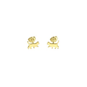 Cat Earrings - 14K Gold Plated Silver Stud Earrings, Kitten Lover Jewelry Gift |WALK
