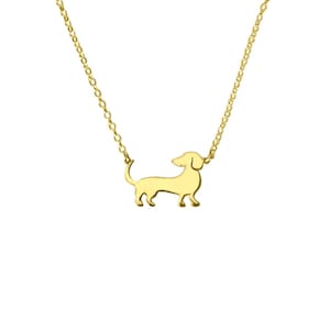 Dackel Halskette - 14K Vergoldeter Silber Dackel Anhänger, Doxie Liebhaber Schmuck Geschenk |
