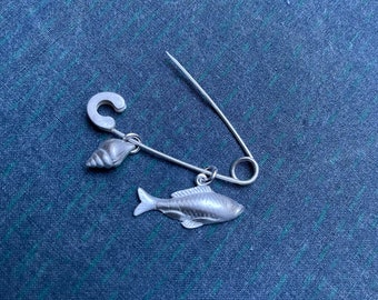 Spilla spilla da balia conchiglia pesce argento sterling 925 pendente mare oceano marittimo intercambiabile