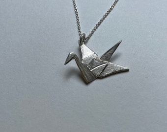 Origami Crane Peace Bird Pendant 925 Sterling Silver Secret Santa Gift