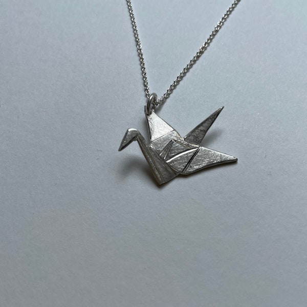 Origami Kranich Frieden Vogel Anhänger 925er Silber Wichtelgeschenk