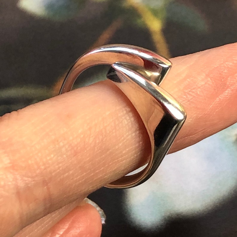925 Sterling Silver Irregular Shaped Modernist Minimal Ring Avon Sz Q Vintage