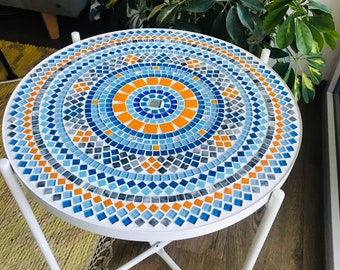 Table d'appoint Mosaic, bleu orangé