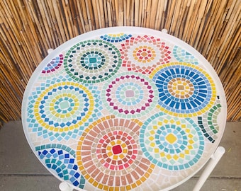 Table mosaïque, table d'appoint, table plateau