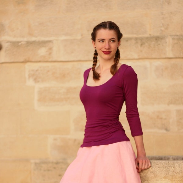 Jersey-Shirt Ballett-Shirt gerafft fuchsia