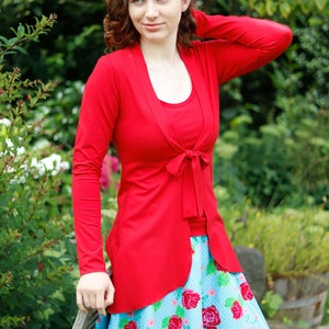 Sommerjacke Jerseyjacke Cardigan rot Bild 7