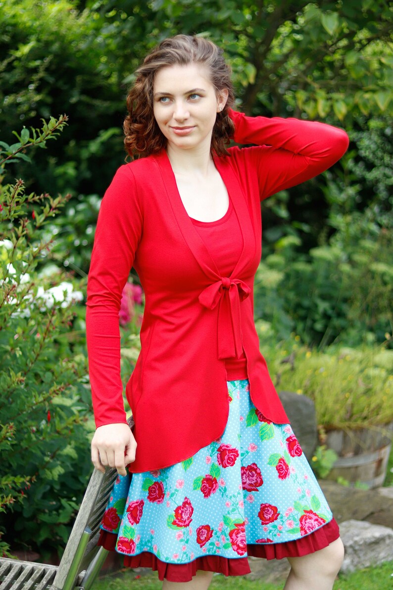 Sommerjacke Jerseyjacke Cardigan rot Bild 7