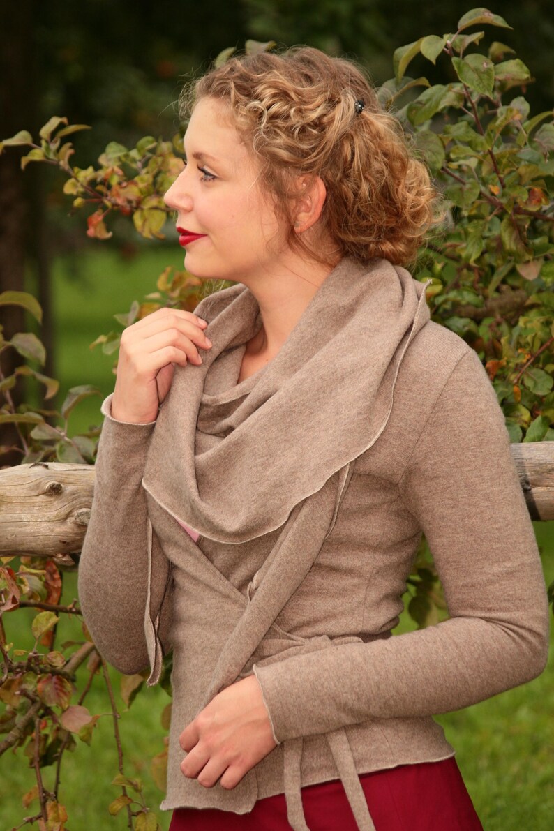 Wickeljacke Merinowolle taupe Bild 4