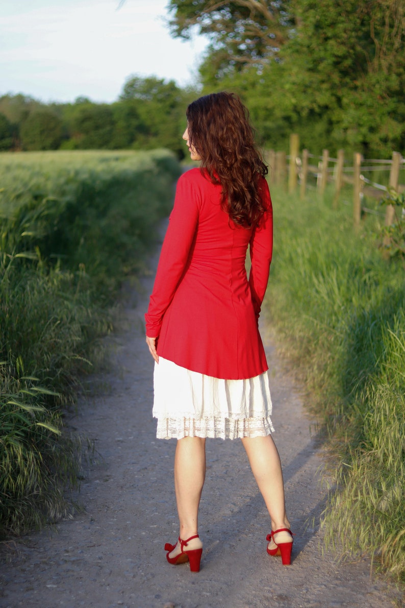 Sommerjacke Jerseyjacke Cardigan rot Bild 3