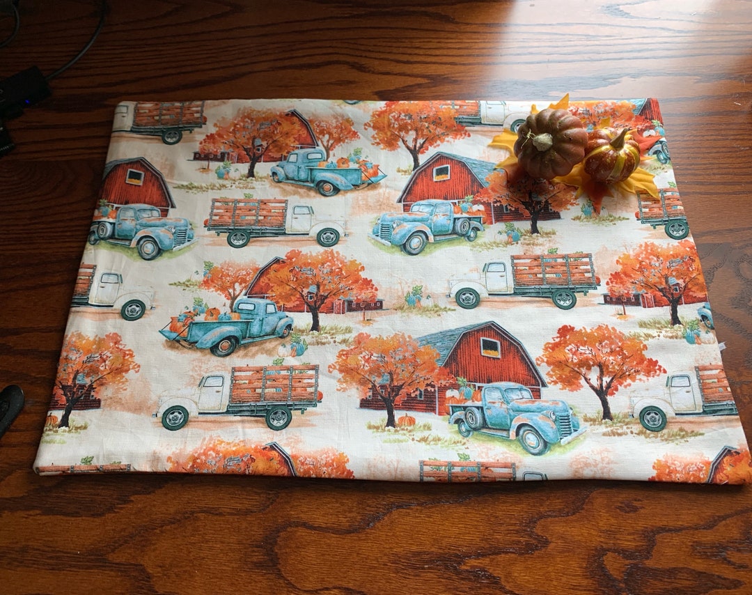 Fall Placemats Reversible Autumn Leaves Fall Pickup Truck Etsy