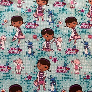 Doc McStuffins, We Care Fabric, Disney fabric by the YARD Disney characters, cotton fabric, quilting fabric quilt fabric