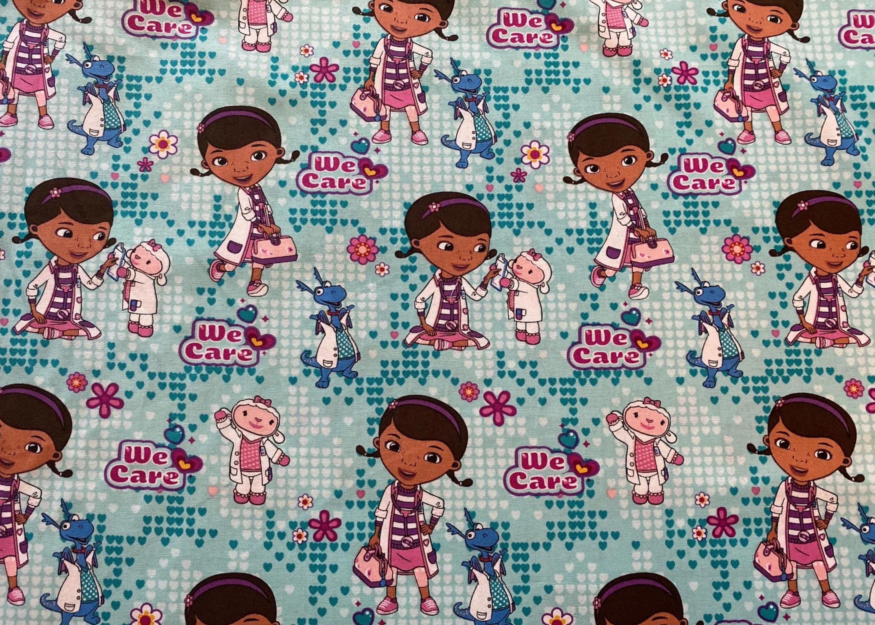 Doc McStuffins, We Care Fabric, Disney fabric by the YARD Disney characters, cotton fabric, quilting fabric quilt fabric