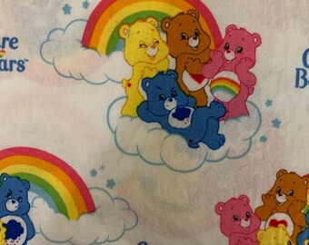 Care Bear Cotton Fabric: Hearts & Rainbows - Kids Cartoon