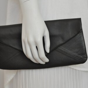 klassische Envelope Clutch, dunkelgraues Leder image 3