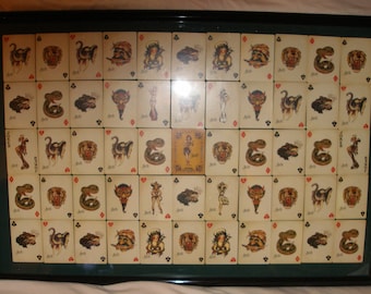 Sailor Jerry Tattoo Flash Deck of 54 Playing Cards Framed for Display