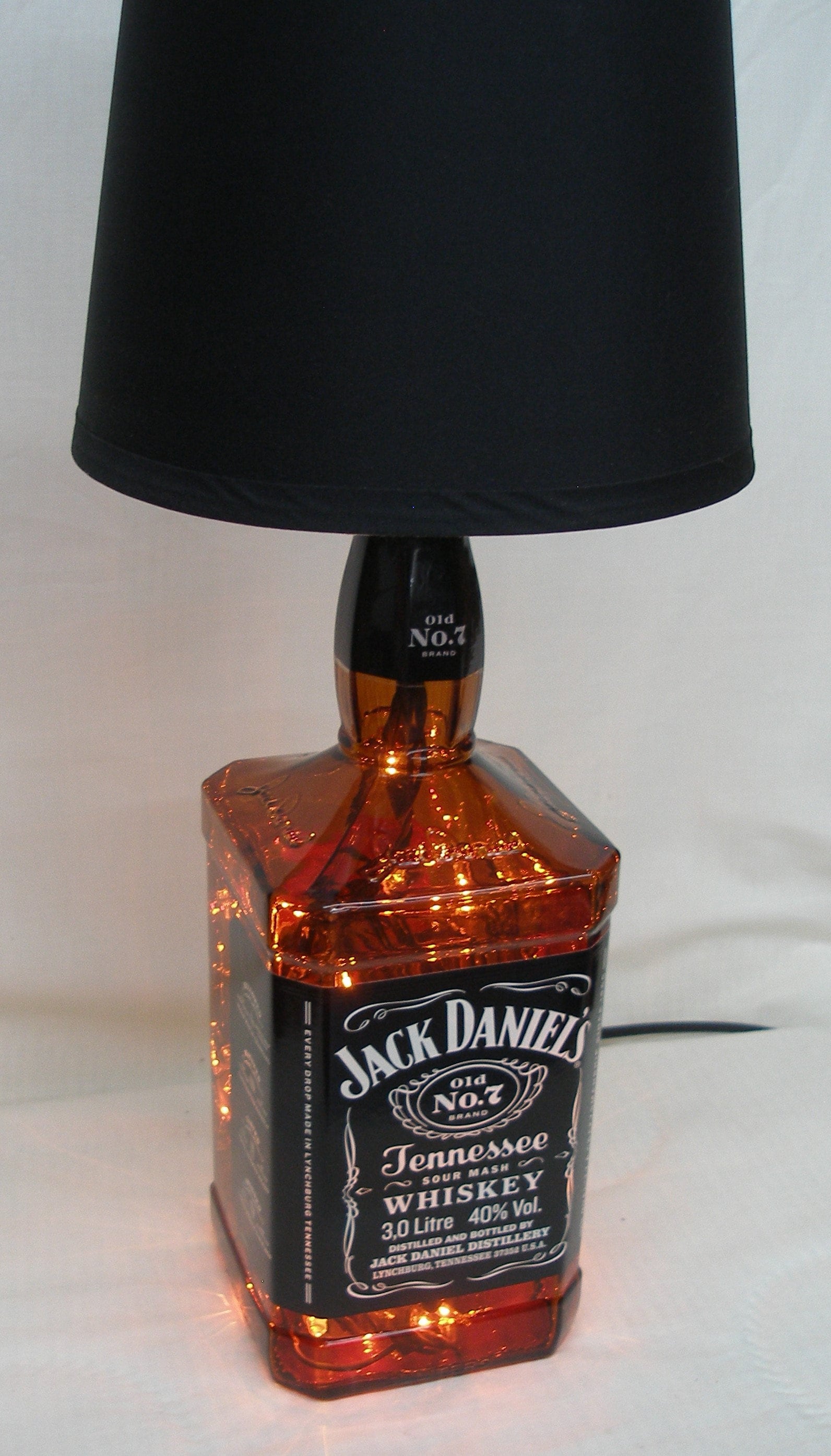 Giant JACK DANIELS 3 Liter Bottle Table Lamp Wlack Cloth Shade