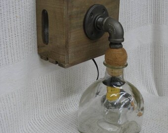 1.75 Magnum Patron Silver Bottle Steampunk Wall Sconces