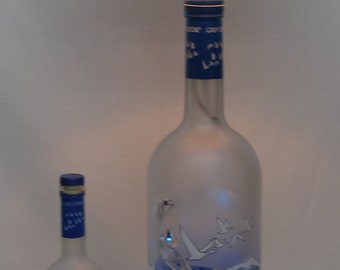 Giant Grey Goose 4.5 Liter Bottle Table Lamp W/White Cloth Shade