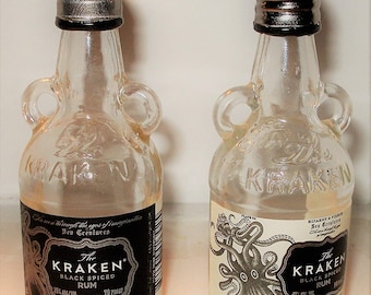 Kraken Spiced Rum Mini Liquor 50ml Bottles UpCycled Into SALT PEPPER Shakers