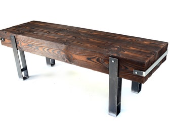 CHYRKA Bench Bench Coffee Table Living Room Table BRODY Loft Vintage Bar Industrial Design Handmade Solid Wood Wood Metal