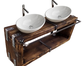 CHYRKA® meuble de salle de bain lavabo BORYSLAW lavabo de salle de bain meuble mural meuble vasque meuble vasque métal bois loft fait main
