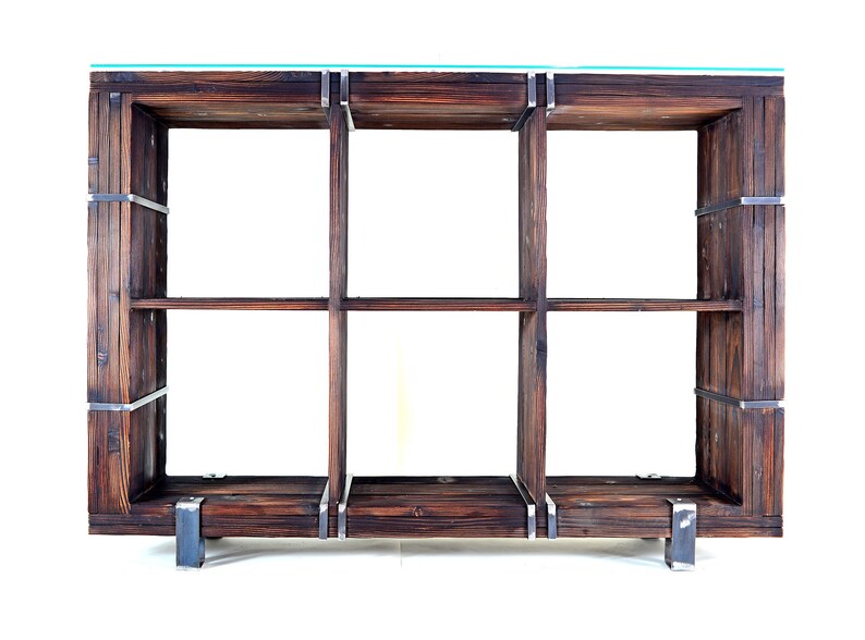 CHYRKA® dresser cabinet sideboard BORYSLAW solid wood TV board loft vintage bar industrial design handmade wood glass metal image 2