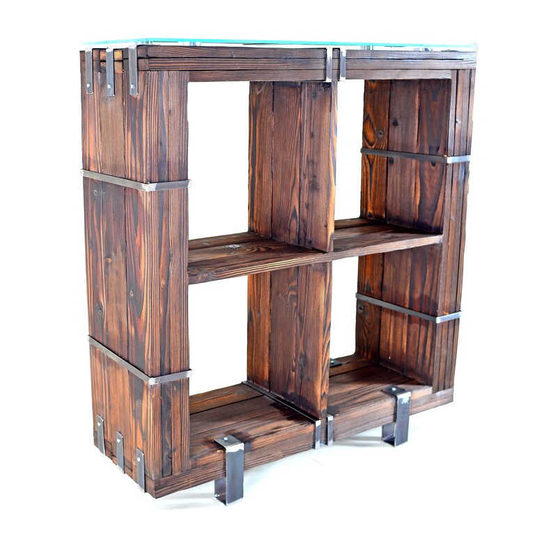 CHYRKA® dresser cabinet sideboard BORYSLAW solid wood TV board loft vintage bar industrial design handmade wood glass metal image 3