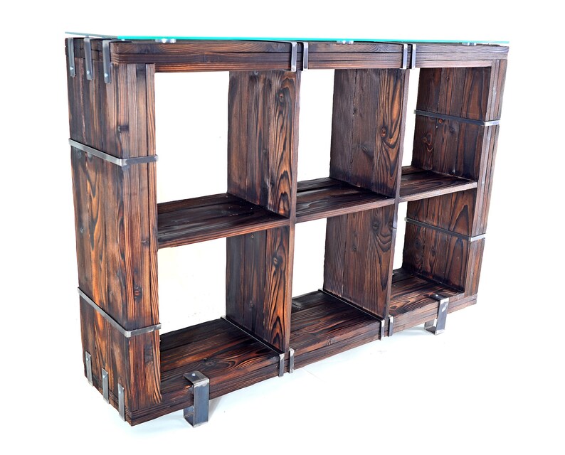 CHYRKA® dresser cabinet sideboard BORYSLAW solid wood TV board loft vintage bar industrial design handmade wood glass metal image 1