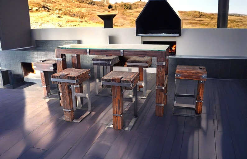 CHYRKA Dining Table Living Room Table High Loft DROHOBYCZ Vintage Bar Industrial Design Handmade Wood Metal image 10