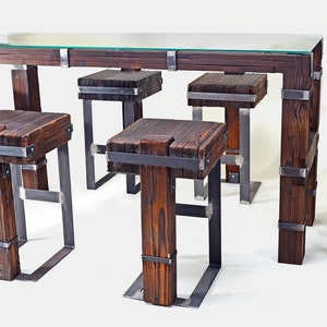 CHYRKA Dining Table Living Room Table High Loft DROHOBYCZ Vintage Bar Industrial Design Handmade Wood Metal image 2