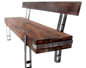 CHYRKA Banc Banc BRODY+ Loft Vintage Bar Design Industriel Fait Main Bois Massif Bois Métal