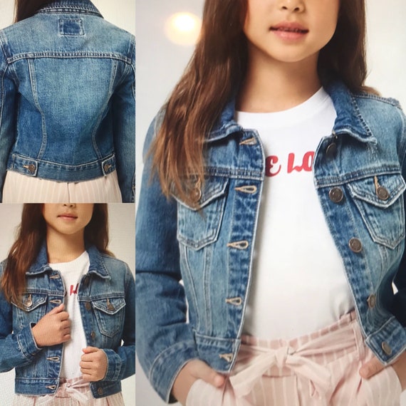 girls denim jacket with patches
