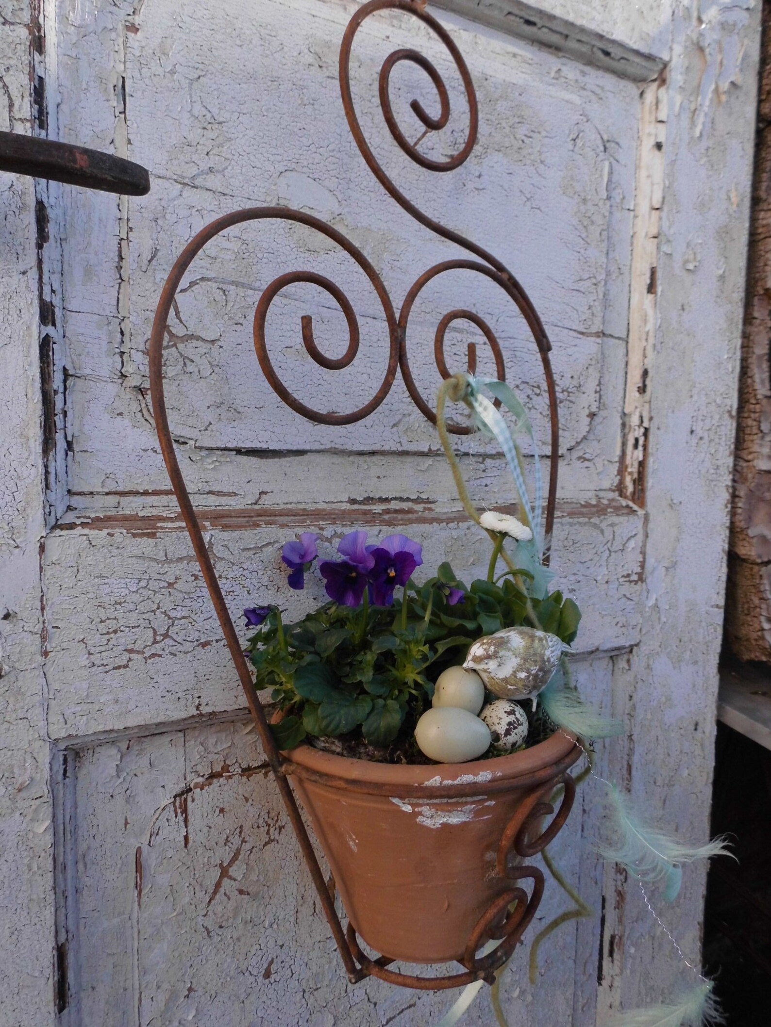 Ampel Rost Viola Hängedeko Fenster Gartendekoration