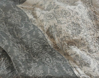 Couverture cottage beige gris 140 x 220 cm