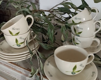 Vintage espresso cups olives 6 pieces