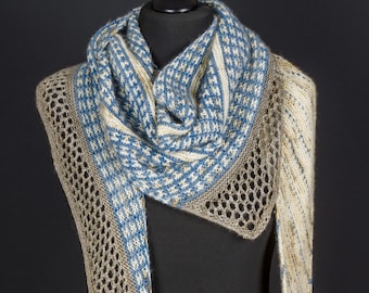 Knitting pattern shawl with slip stitch pattern Friesenblau