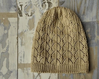 Knitting Pattern Beanie, Hat with Lace "Leah hat"