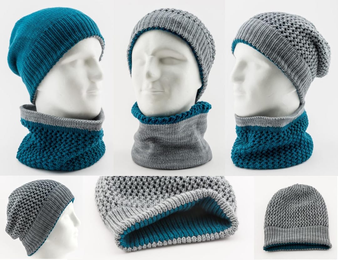 Ebook Knitting Pattern Set Cowl and Hat Gelting Double Layered - Etsy