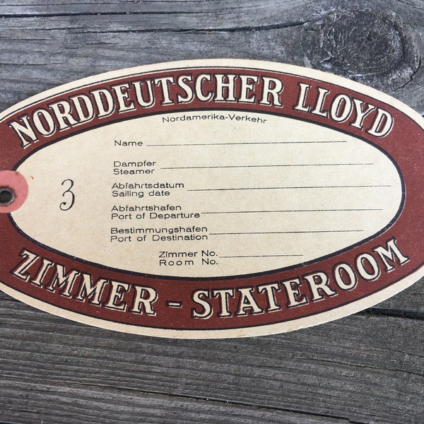 Alter Kofferanhänger Norddeutscher Lloyd Hamburg-Amerika