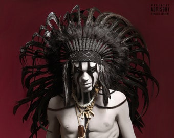 Mittelgroßer ALL BLACK Indian Headdress Replica mit schwarzen Hahnenfedern