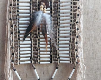 Handmade Cow Bone Choker – Rooster Feather Boho Breastplate