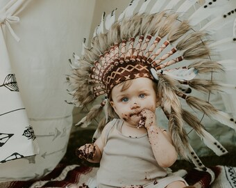Baby Swan Feather Headdress: Handmade Indian Replica (9-18 Months)