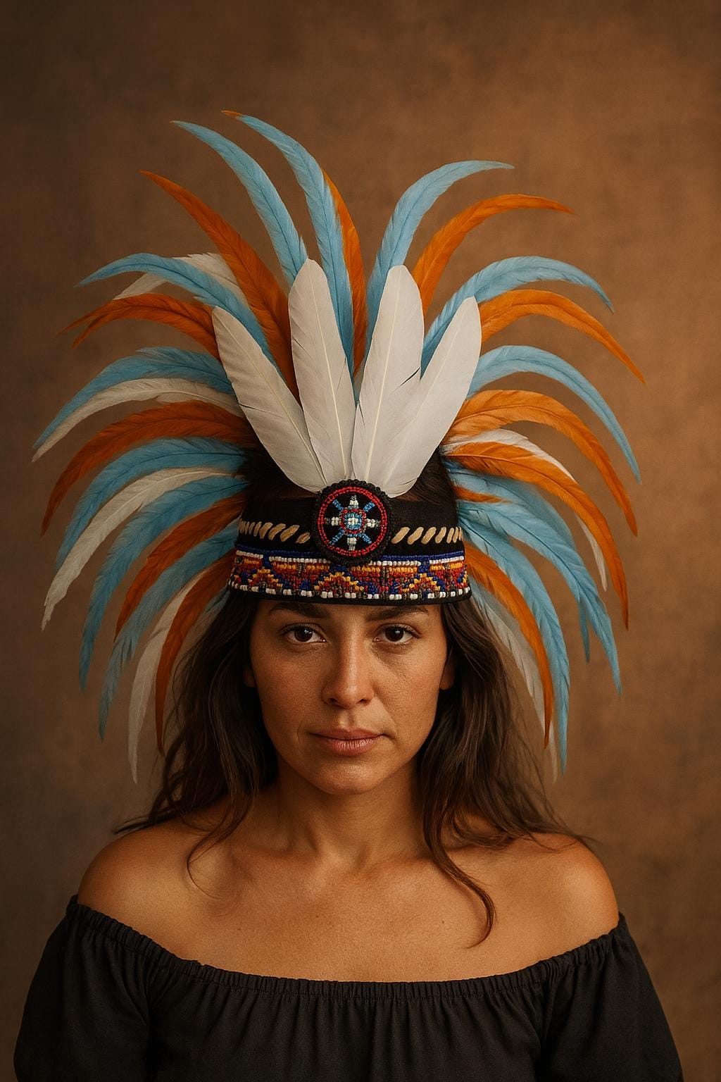 Aztec Chief Hat Aztec Feather Headdress – Handmade Tribal Costume Hat | Festival, Dance ...