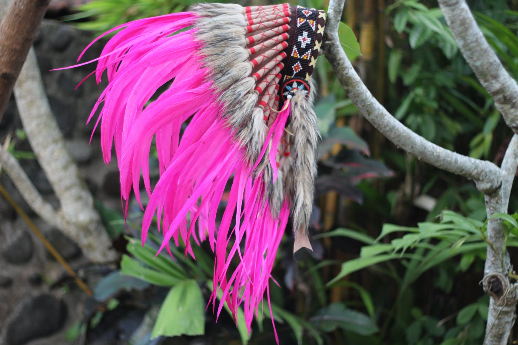 Pink Indian Headdress Replica Made 