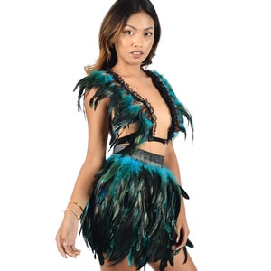 Top und Feather Rock, Festival Outfit, Halloween Kostüm, Tänzerin, Rave, Party Outfit, Burning Man, Beach Party, Outdoor Musik Festival Kleid Bild 1